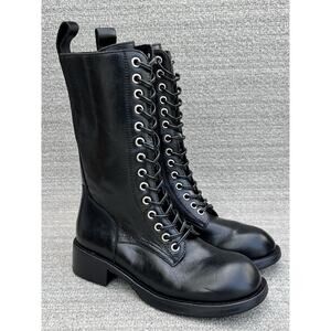 JEFFREY CAMPBELL Gazette Combat Black Leather Boots Women’s Size 5.5 US